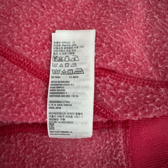 Abercrombie & Fitch Muscle Pink -Red  Zipped Hoodie with Embroidered White Deer - Picture 9 of 9